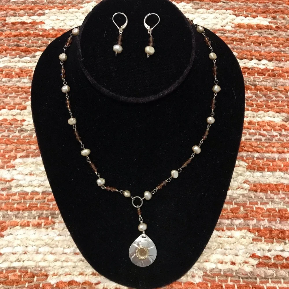 Vintage Sterling Silver Patricia O Beaded Necklace and Earrings Set - Picture 4 of 10